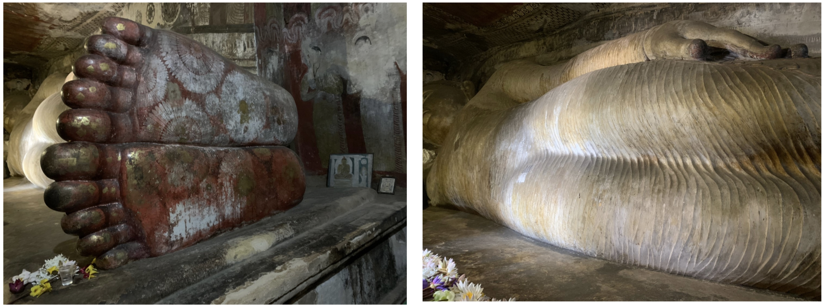 ダンブッラ石窟寺院の第1窟の石像の足