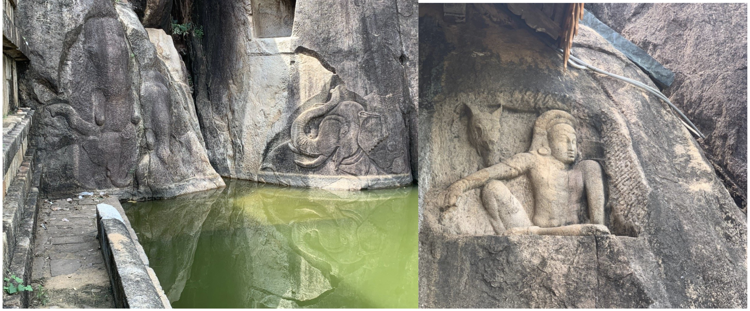 イスルムニヤ精舎の岩の象の彫刻