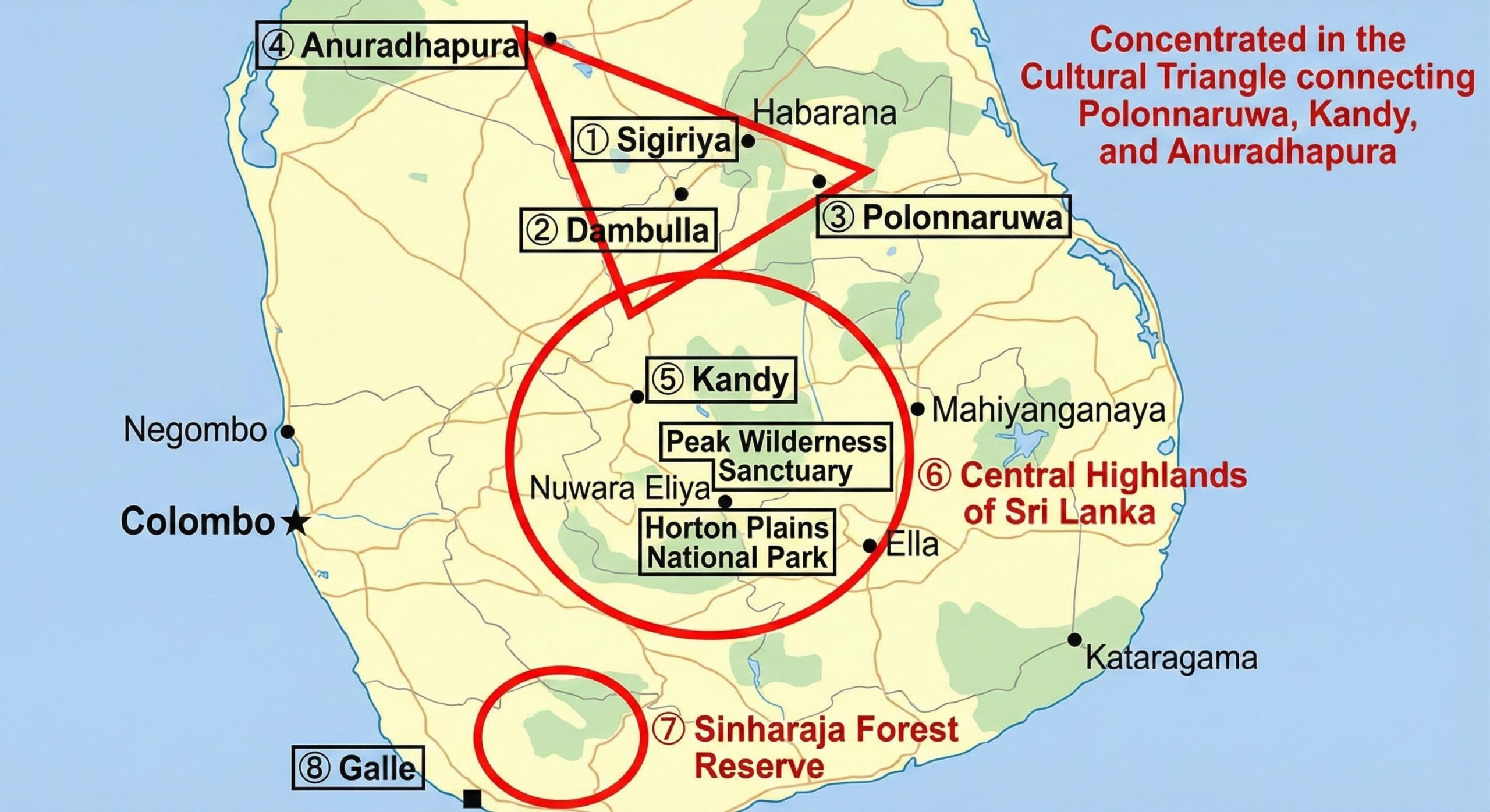 スリランカ の世界遺産の所在