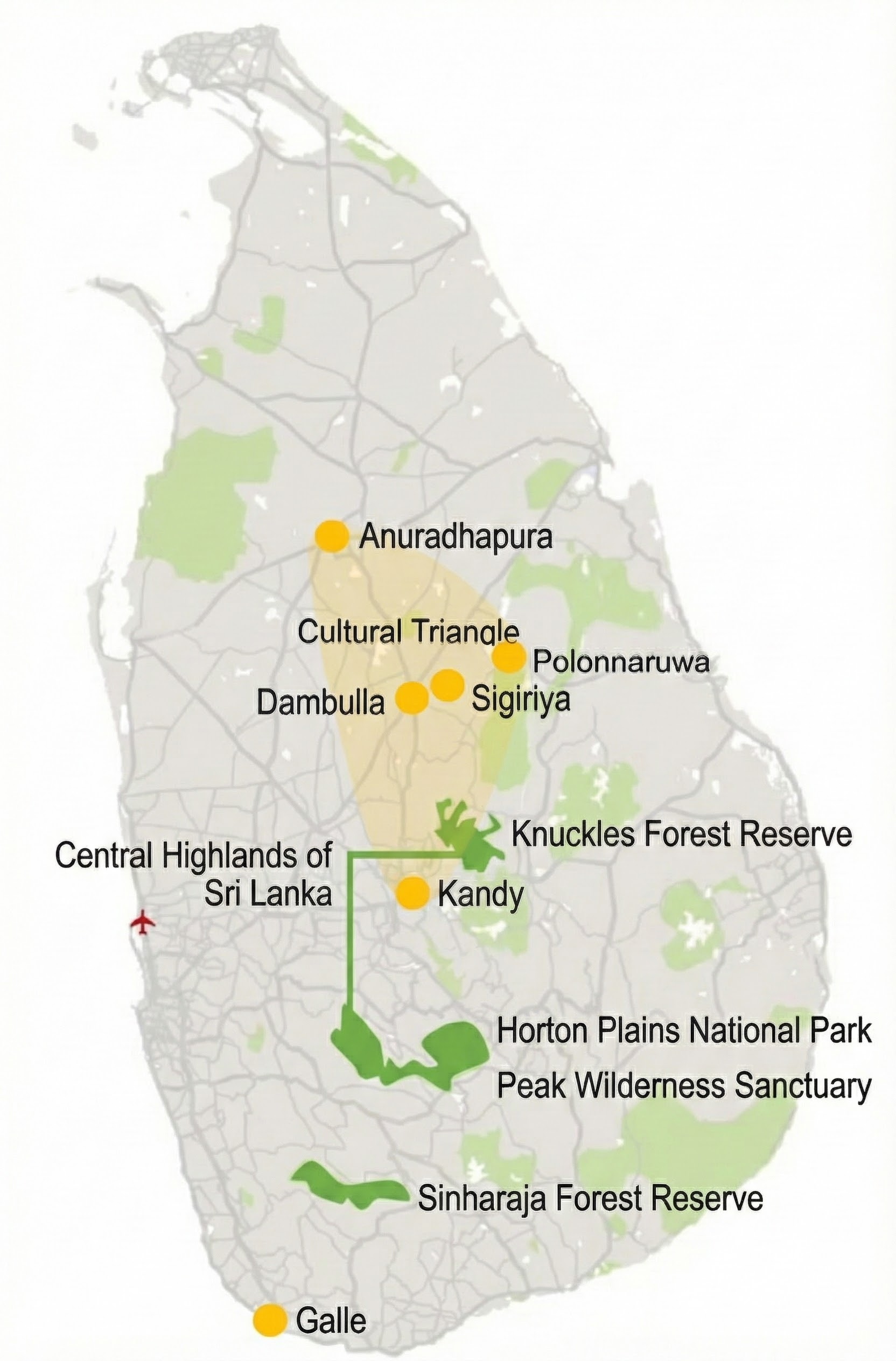 スリランカの世界遺産の分布